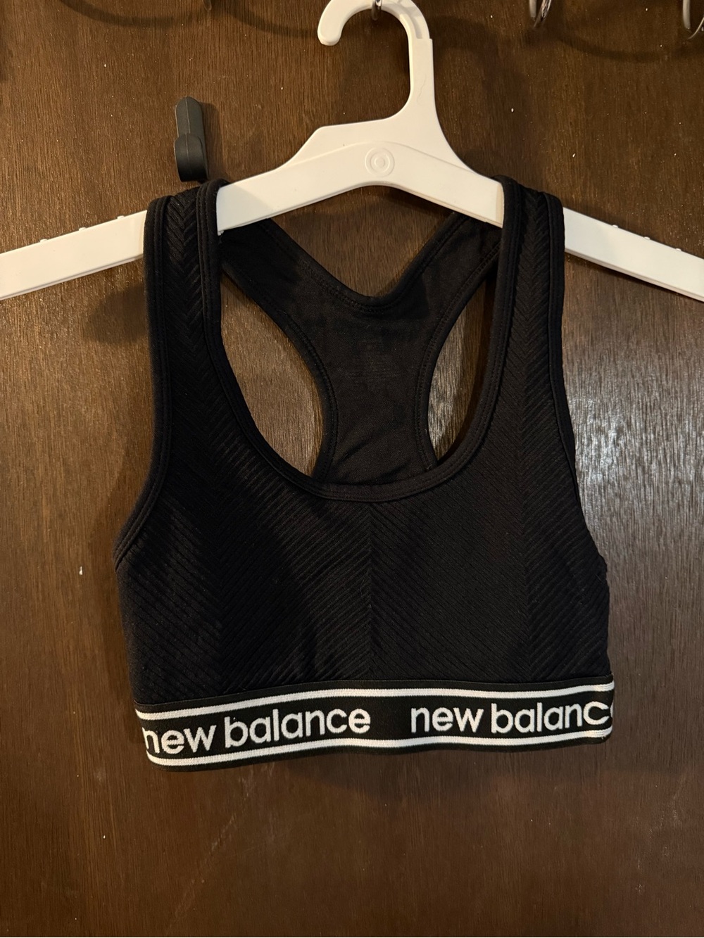 New Balance Black Racerback Logo-Trim Sports Bra